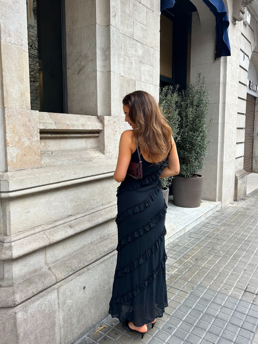 Rie maxi ruffle dress - Black AYA-S Worldwide Rie maxi ruffle dress - Black AYA-S Worldwide