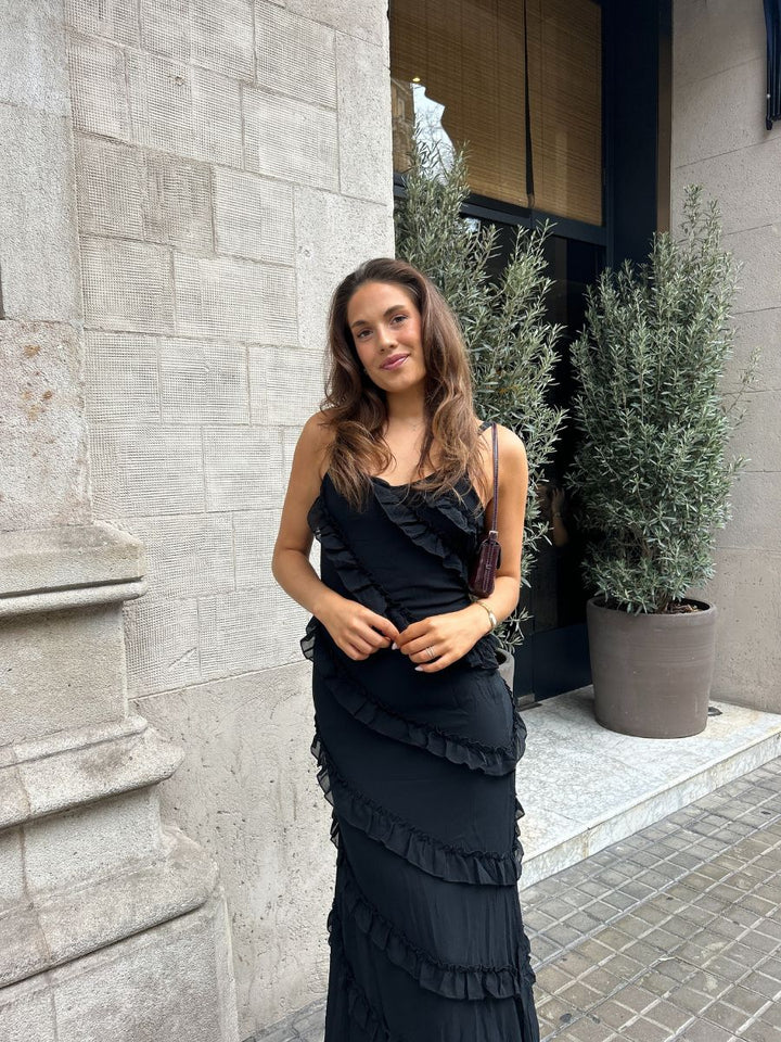 Rie maxi ruffle dress - Black