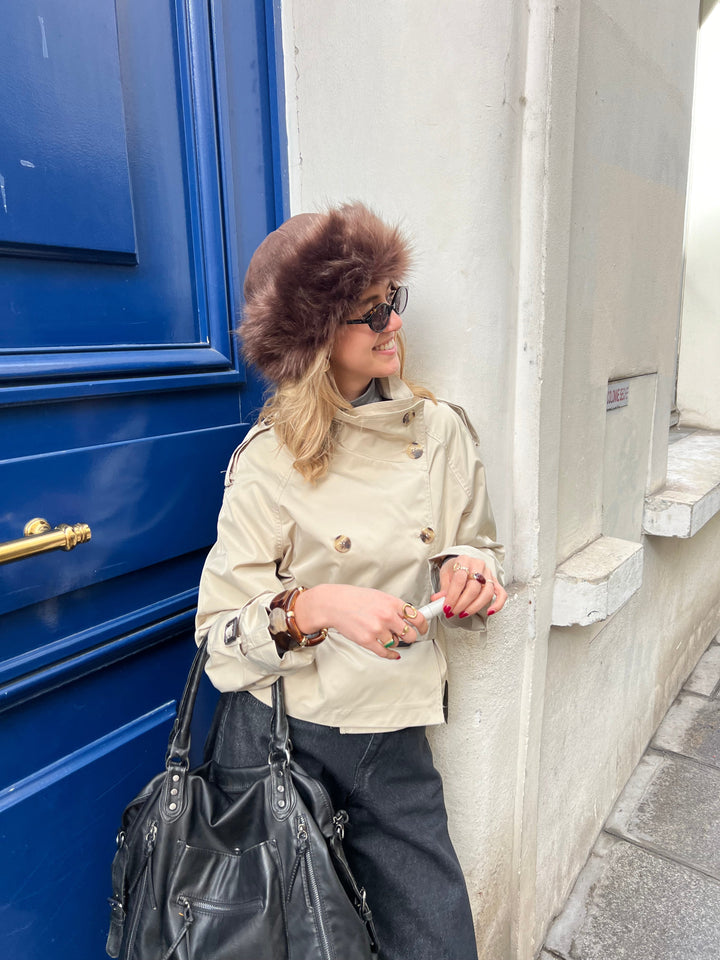 Aria shearling hat - Brown