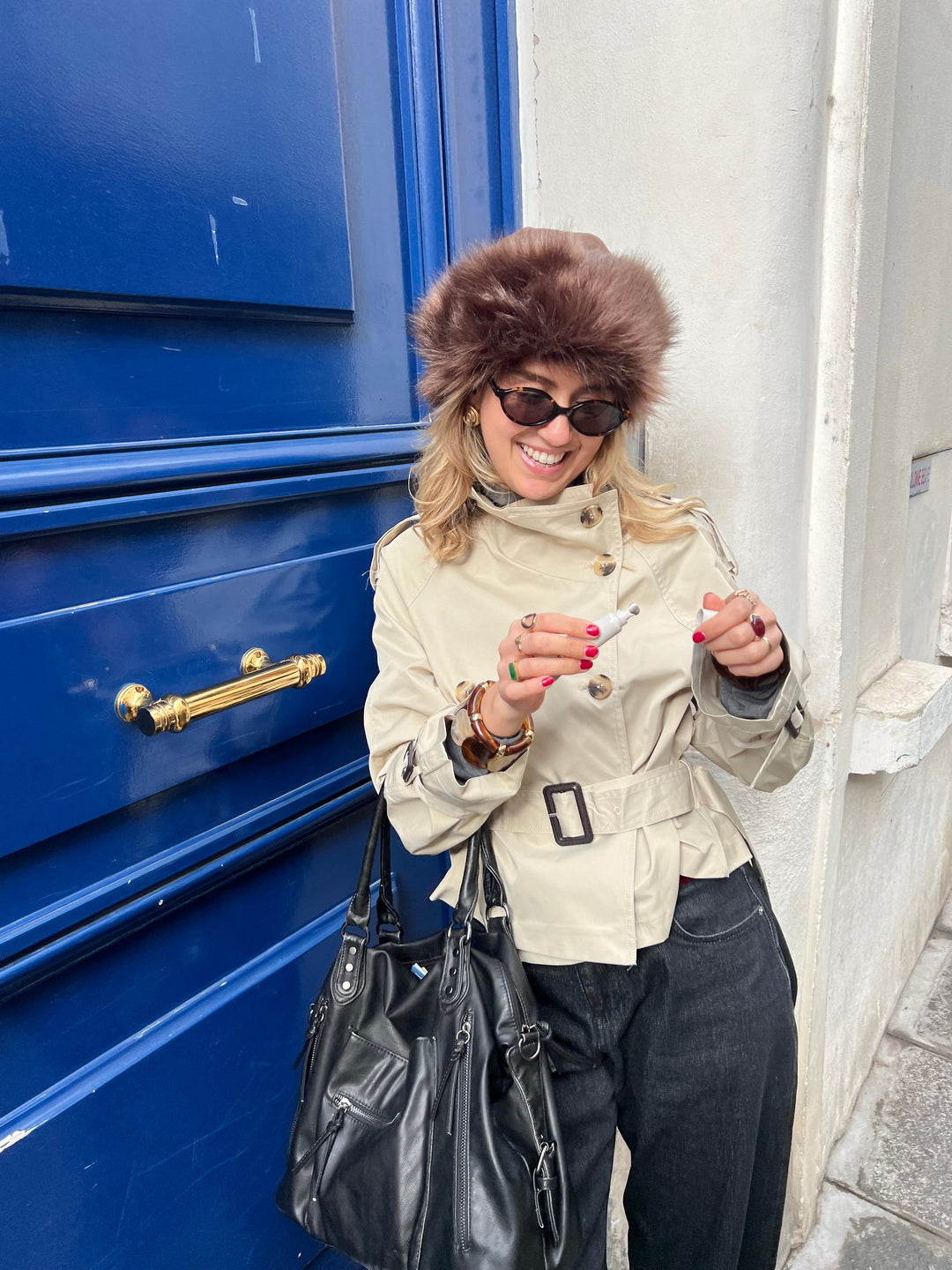 Aria shearling hat - Brown