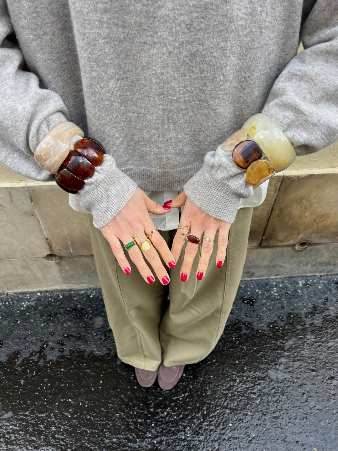 Neo open bracelet - Beige